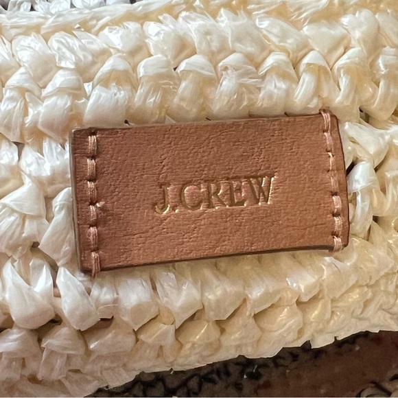 J. Crew Striped Straw Woven Market Bag Good Condition - Picture 7 of 12